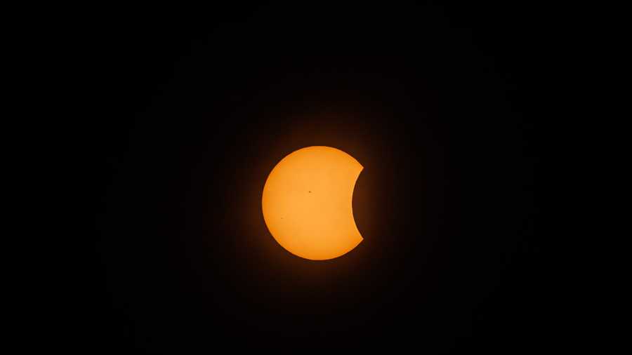 The partial eclipse starts in Fredericksburg, Texas, Monday afternoon, April 8, 2024. The partial eclipse starts in Fredericksburg, Texas, Monday afternoon, April 8, 2024.